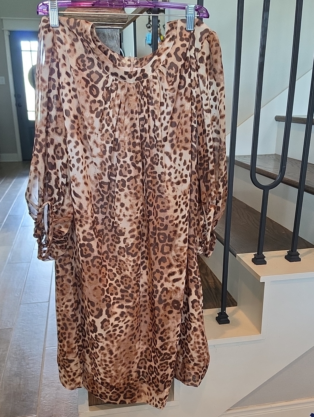 eva mendes for New York & Company Leopard Print Dress in Brown and Tan